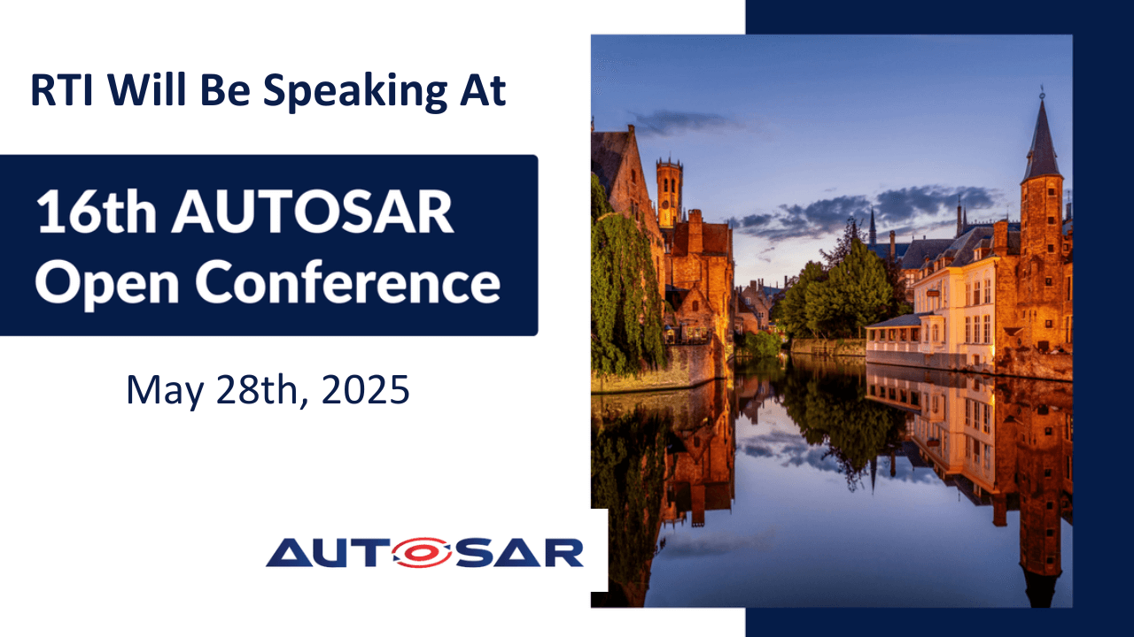 Event Banner that says RTI will be speaking at the 16th AUTOSAR Open Confernece May 28th, 2025